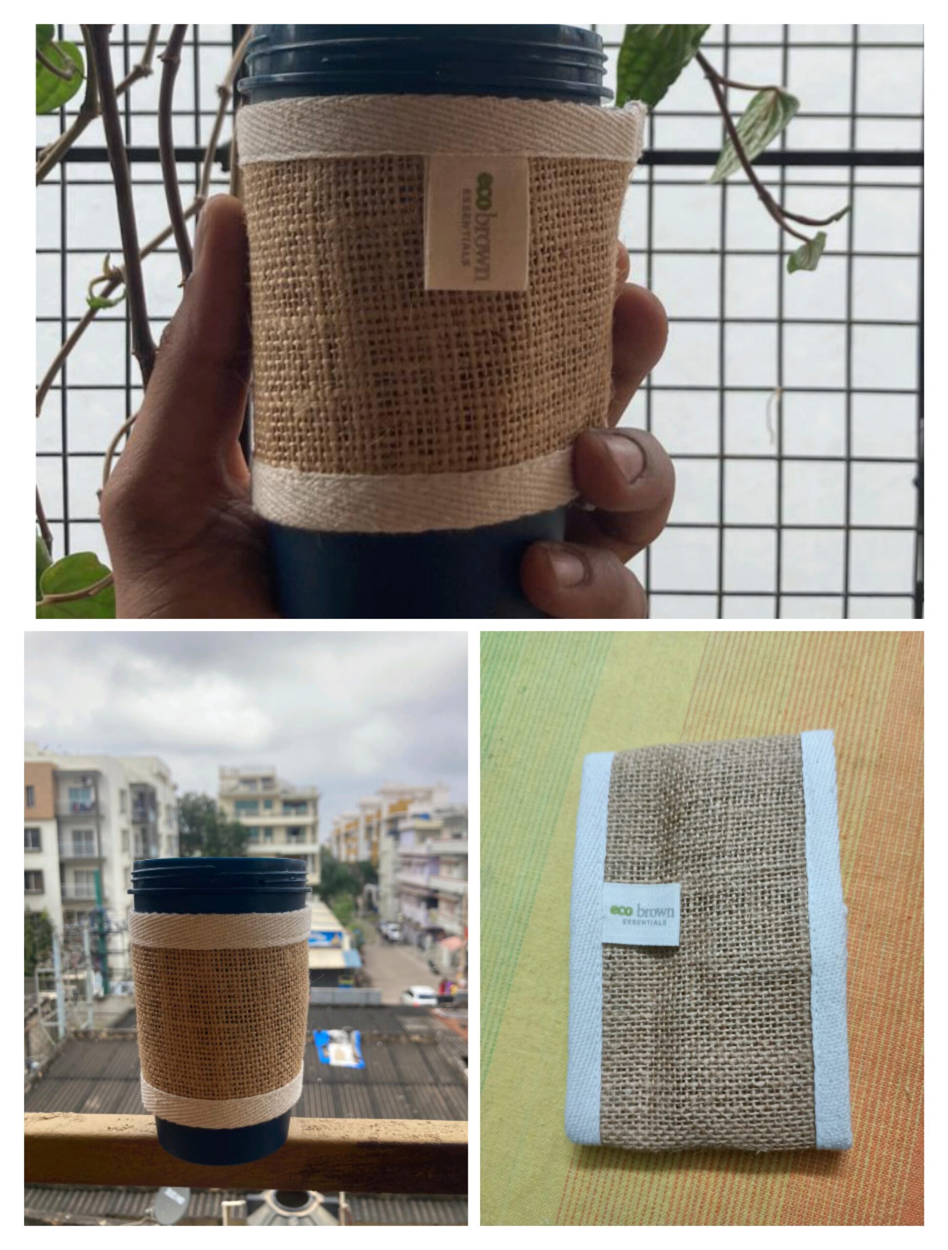 Eco-Friendly Burlap Coffee Sleeves - Reusable - Image 2