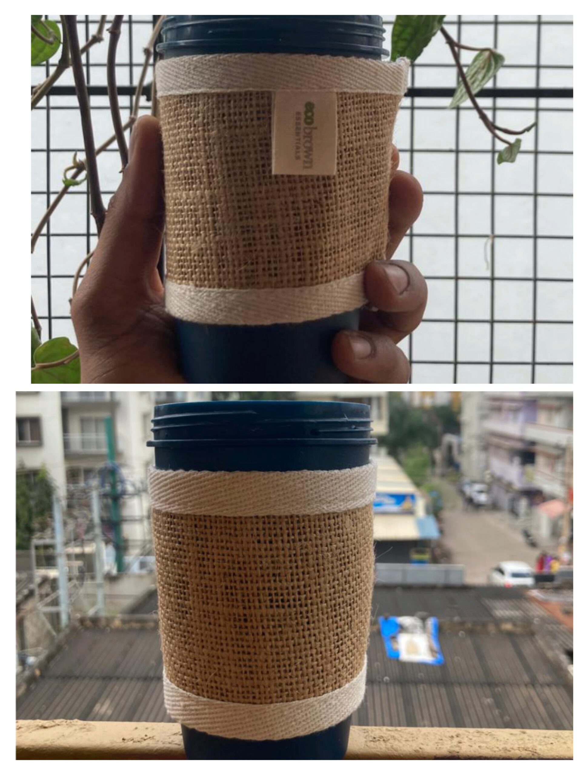 Eco-Friendly Burlap Coffee Sleeves - Reusable - Image 3